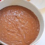 Batter in pan, oven ready.