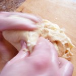 Alternately kneading and folding to incorporate butter.