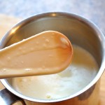 Consistency check, a smooth coat on the spoon.