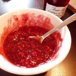 Raspberry filling, just jam and berries.