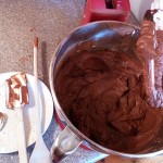 Dark chocolate icing.