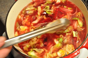 Stock colouring up with beets - Food Gypsy