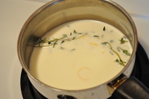 Infused the milk for the champ with lemon zest & thyme - Food Gypsy