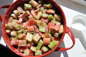 Rhubarb, ginger, sugar & flour - mixed. - Food Gypsy