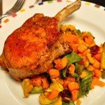 Sweet Potato Succotash & Pear Glazed Pork Chops - Food Gypsy