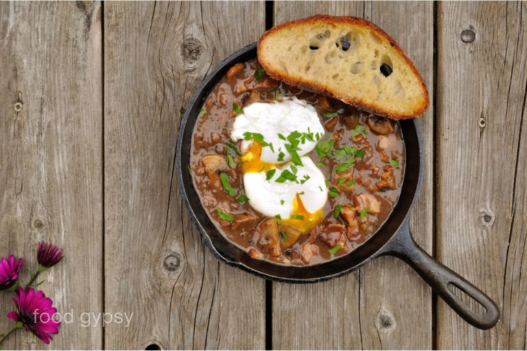 Eggs Poached In Red Wine Sauce or Oeufs en Meurette, Food Gypsy