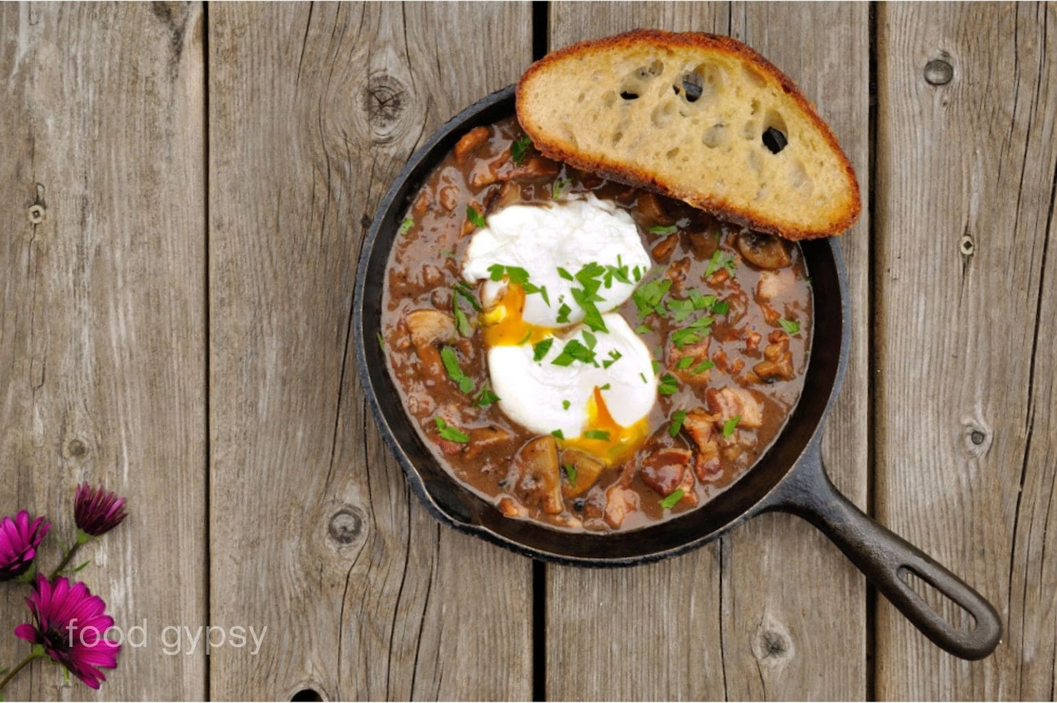 Eggs Poached In Red Wine Sauce or Oeufs en Meurette, Food Gypsy