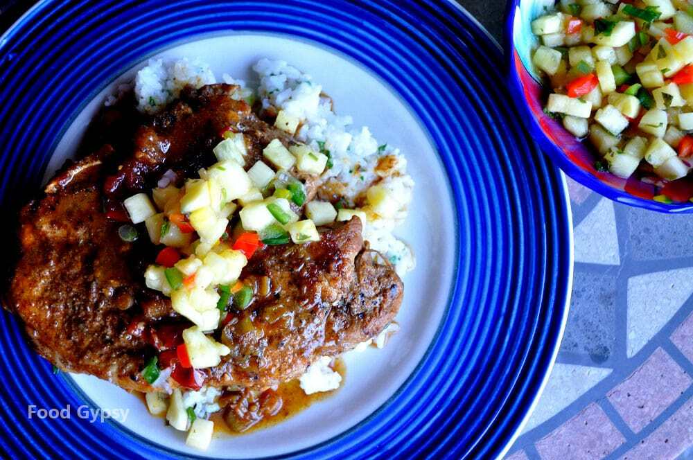 Mojo Pork Chops with Pineapple Salsa - Food Gypsy
