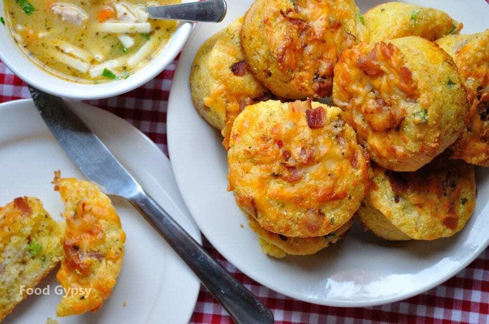 Bacon Cheddar Cornbread Muffins - Food Gypsy