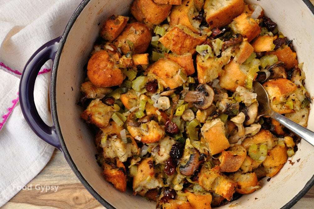 Mushroom Cherry Hazelnut Stuffing - Food Gypsy