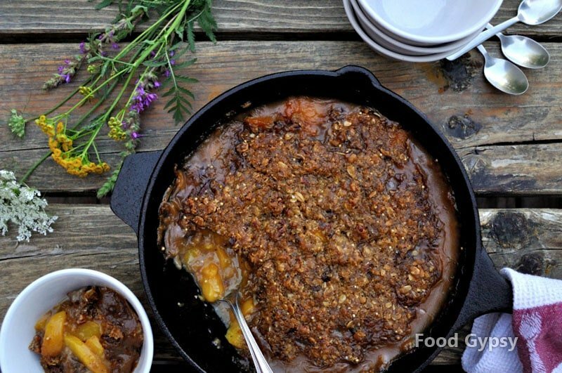 Peach Bourbon Praline Crisp in Castiron - FG
