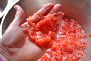 Fresh Tomato Sauce. Pro tip, grate your tomatoes.
