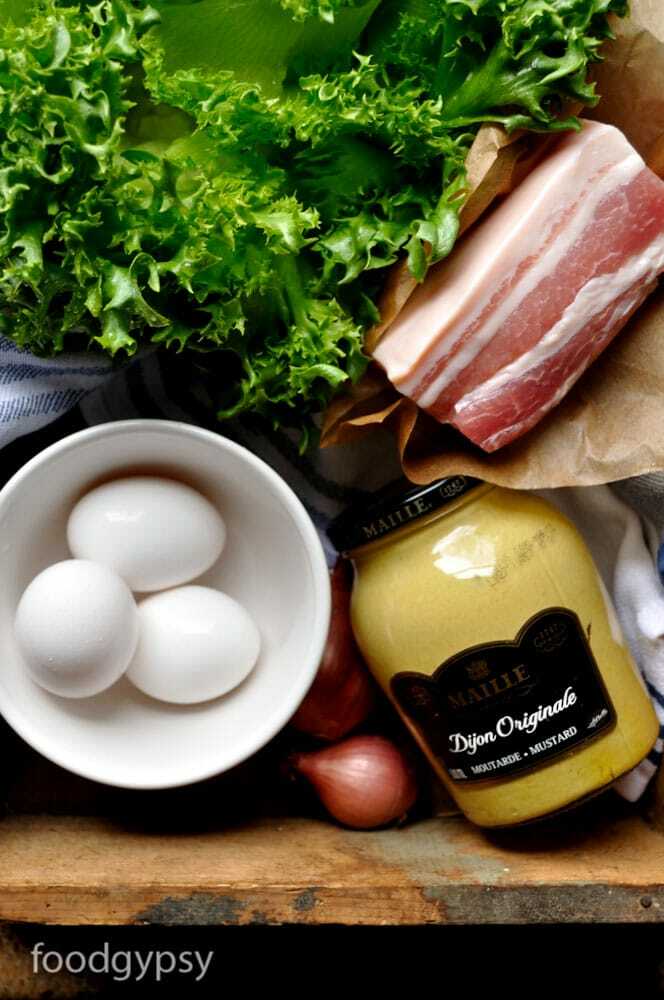 Escarole Lettuce, Salt Pork, Dijon Mustard, Shallots & Eggs, Food Gypsy 