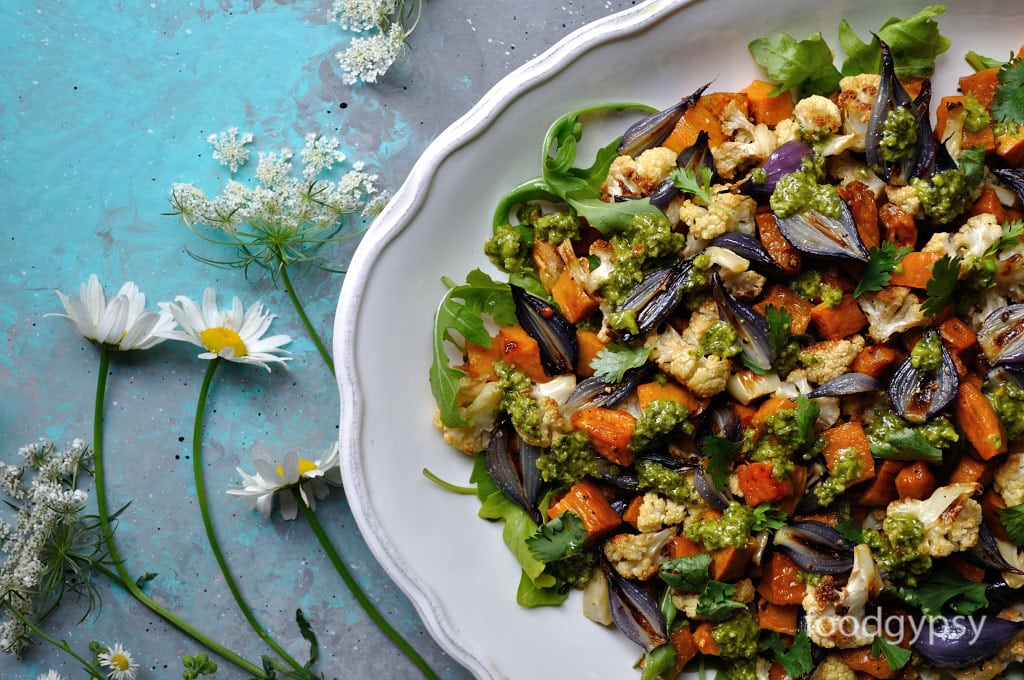 Roasted Sweet Potato Cauliflower Salad, Food-Gypsy