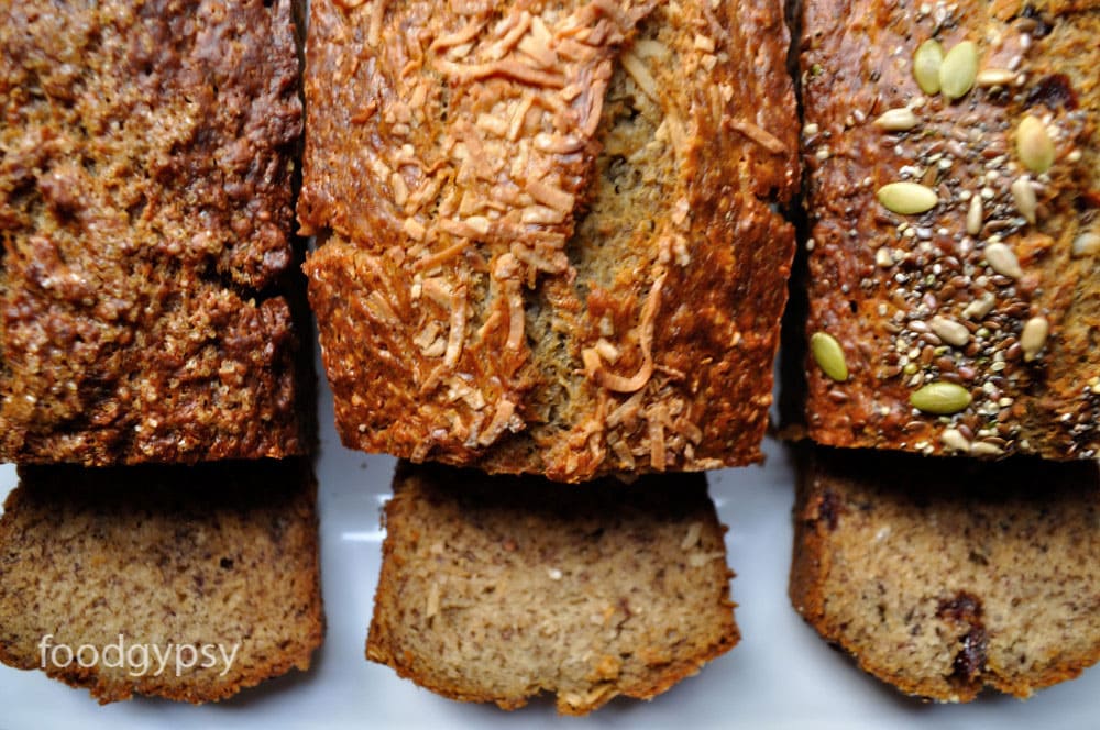 Vegan Banana Bread, Three Ways, Food Gypsy