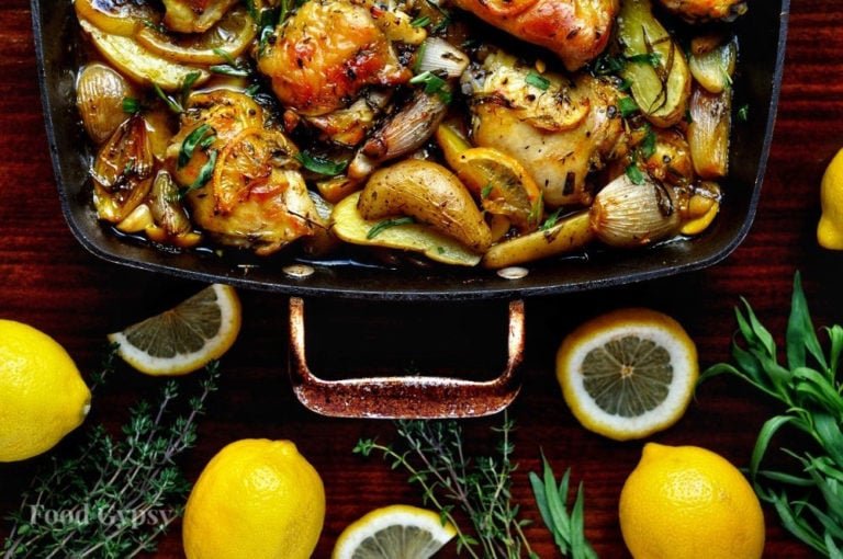 Jerusalem inspired Lemon Garlic Chicken and Potatoes, Food Gypsy