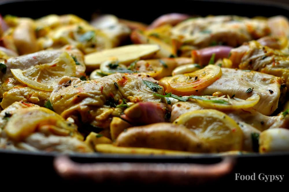 Lemon Garlic Chicken and Potatoes Uncooked, Food Gypsy