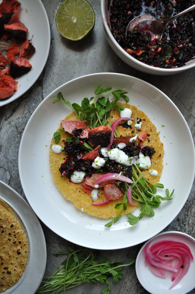 Blackened Salmon Tacos | Blackberry Salsa, Peace Love & Butter