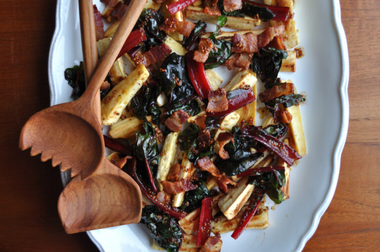 Parsnip Chard Bacon and Maple Mustard