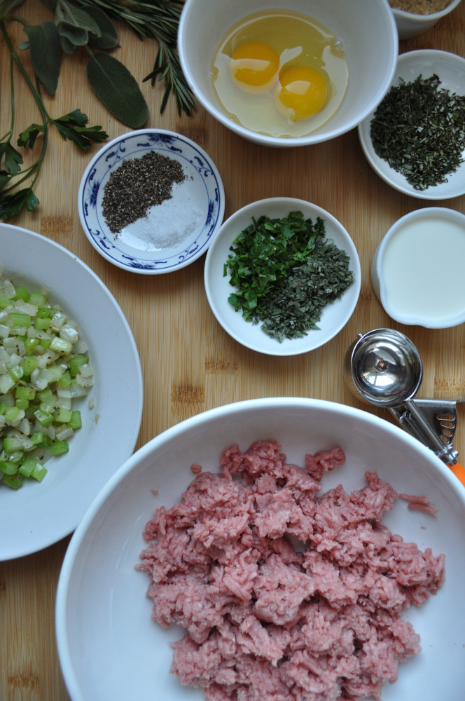 Turkey Stuffing Meatballs; ingredients