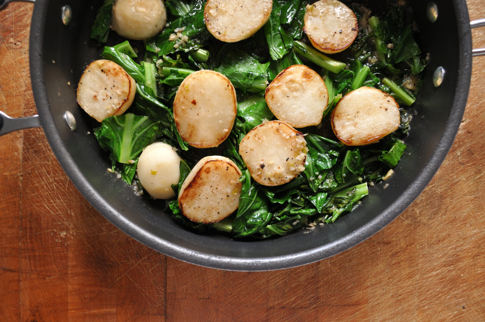 Butter Braised Turnips & Collard Greens