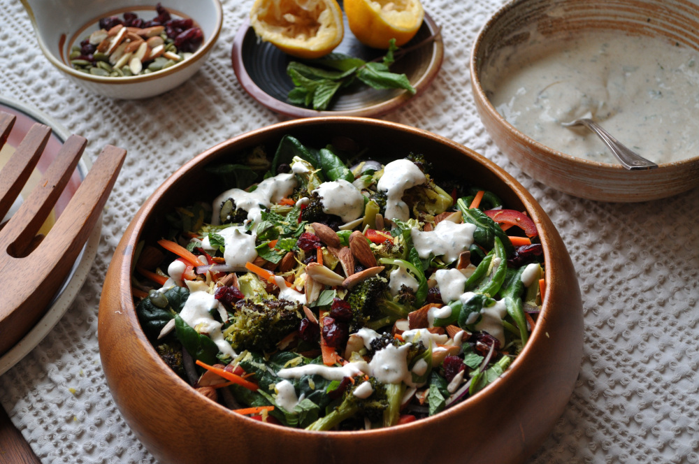 Charred Broccoli Salad with Lemon Yogurt Dressing