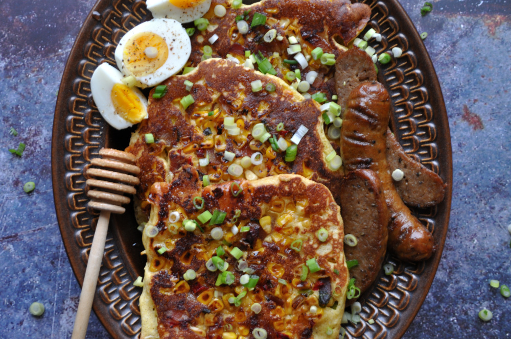 Cornmeal Bacon Jalapeno Pancakes