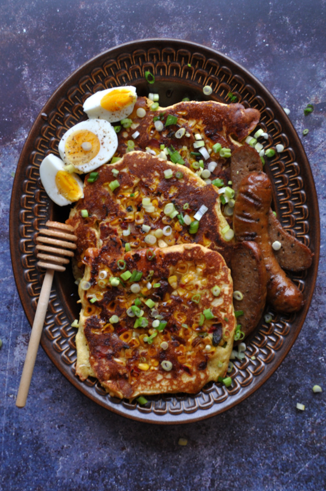 Cornmeal Bacon Pancakes Recipe