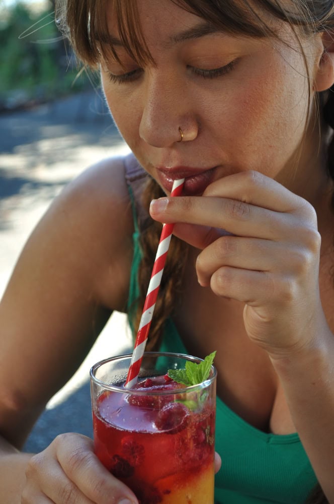 Sipping Bellini Iced Tea