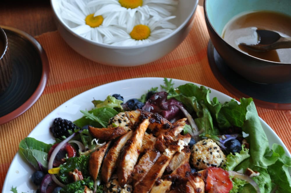 Summer Goat Cheese Salad with Fruit and Chicken
