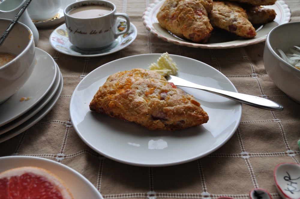Rhubarb Grapefruit Scones