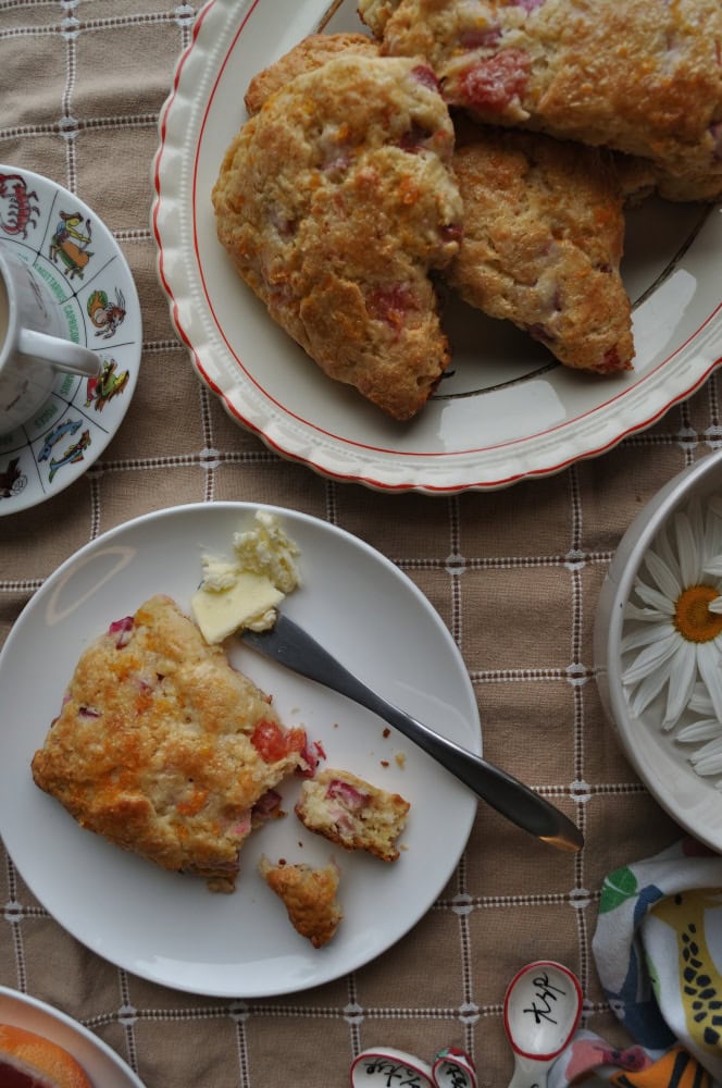 Rhubarb Grapefruit Cream Scone Recipe