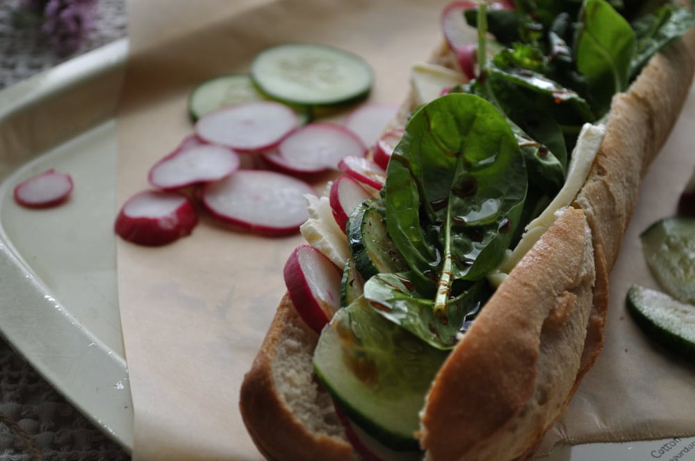 Butter Radish Sandwich - radis au buerre, with greens.
