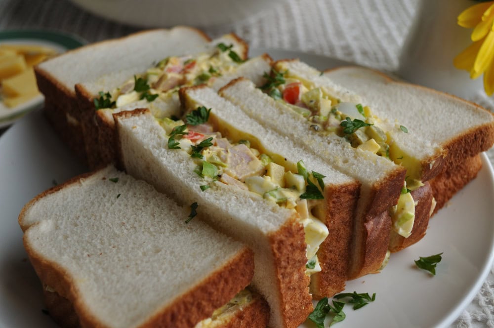 Irish Egg Salad Sandwiches Close Up
