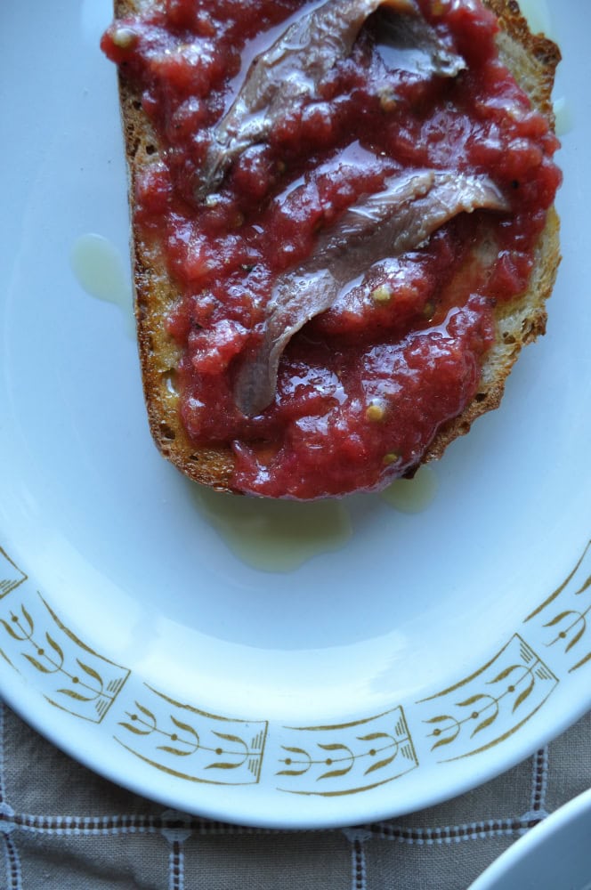 Spanish Tomato Sandwich with Anchovies