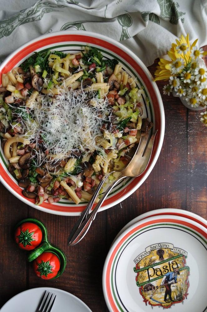 Mushroom Leek Kale Pasta for Fall