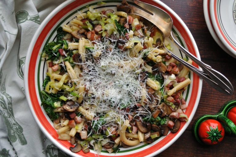Pancetta Mushroom Leek Kale Pasta Recipe