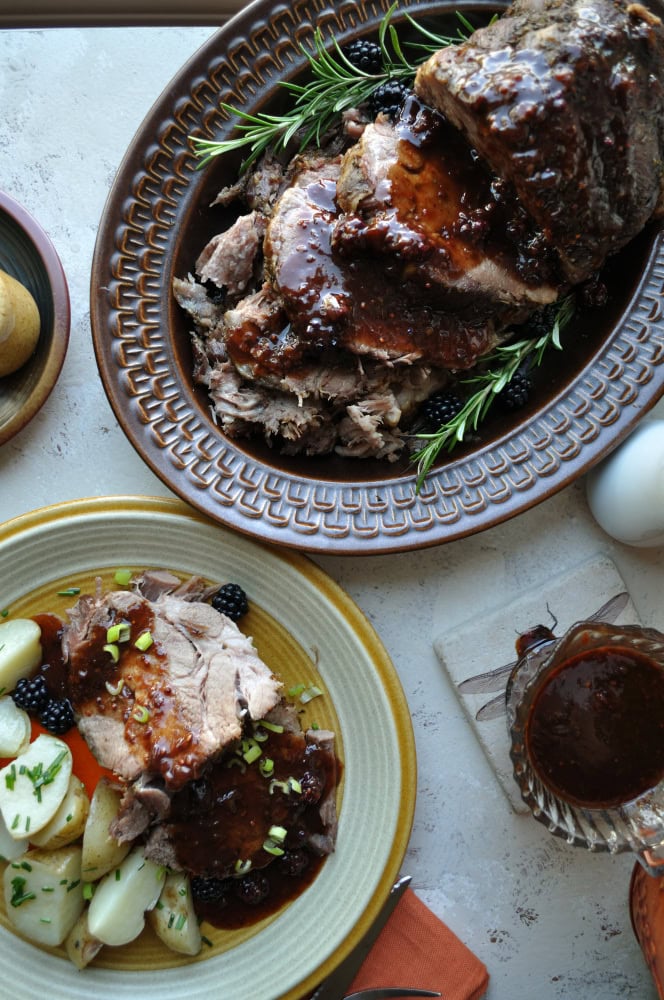 Roasted Pork Shoulder with Rustic Blackberry Sauce Recipe