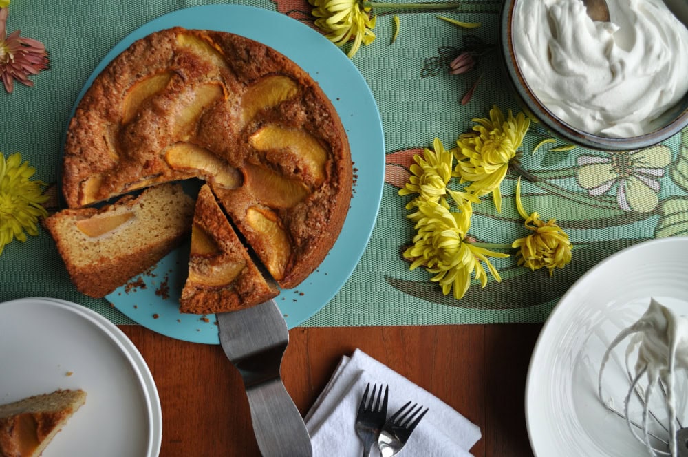 Rustic Peach Topped Cake
