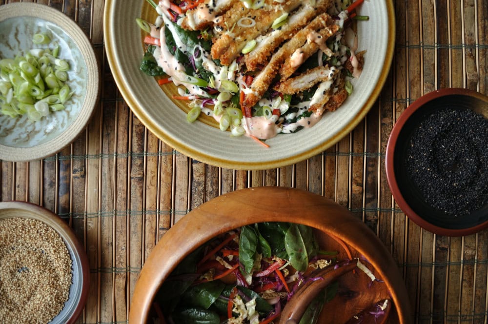 Crispy Chicken Schnitzel Slaw Salad