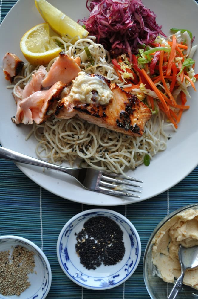 Miso Honey Butter Salmon with Pickled Asian Slaw